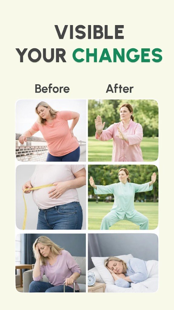 Personalized tai chi workout schedule and indoor walking plan